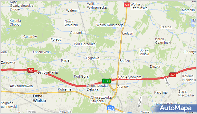 mapa Żuków gmina Mińsk Mazowiecki, Żuków gmina Mińsk Mazowiecki na mapie Targeo
