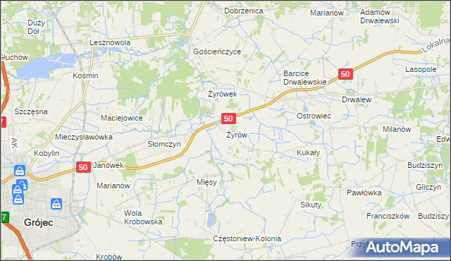 mapa Żyrów, Żyrów na mapie Targeo