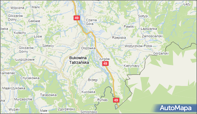 mapa Jurgów, Jurgów na mapie Targeo