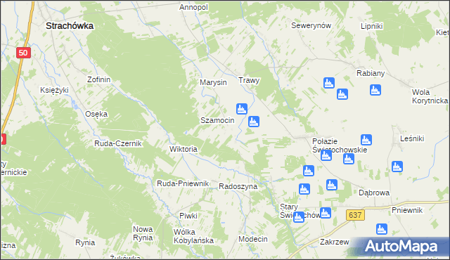 mapa Adampol gmina Korytnica, Adampol gmina Korytnica na mapie Targeo