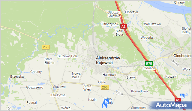 mapa Aleksandrów Kujawski, Aleksandrów Kujawski na mapie Targeo