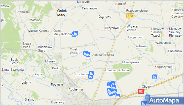 mapa Aleksandrówka gmina Koło, Aleksandrówka gmina Koło na mapie Targeo