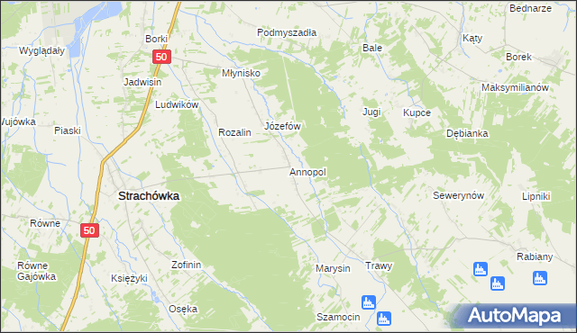 mapa Annopol gmina Strachówka, Annopol gmina Strachówka na mapie Targeo