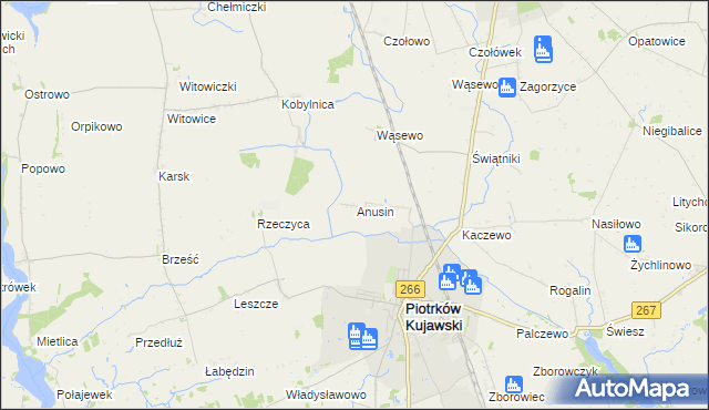 mapa Anusin gmina Piotrków Kujawski, Anusin gmina Piotrków Kujawski na mapie Targeo