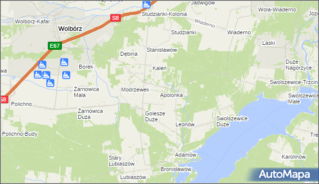 mapa Apolonka gmina Wolbórz, Apolonka gmina Wolbórz na mapie Targeo