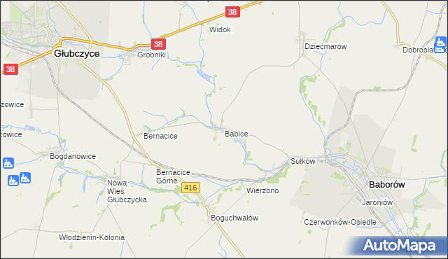 mapa Babice gmina Baborów, Babice gmina Baborów na mapie Targeo