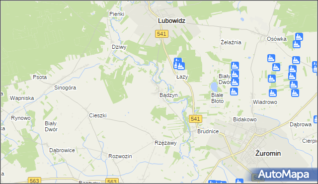 mapa Bądzyn, Bądzyn na mapie Targeo