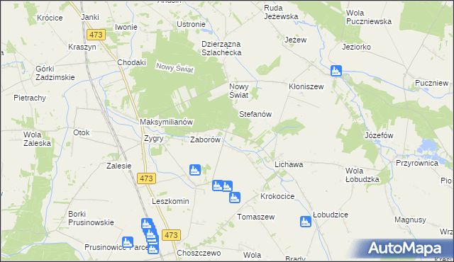 mapa Bąki gmina Zadzim, Bąki gmina Zadzim na mapie Targeo