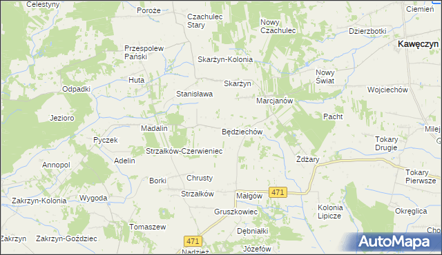 mapa Będziechów, Będziechów na mapie Targeo