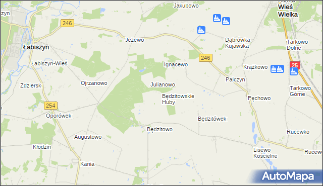 mapa Będzitowskie Huby, Będzitowskie Huby na mapie Targeo