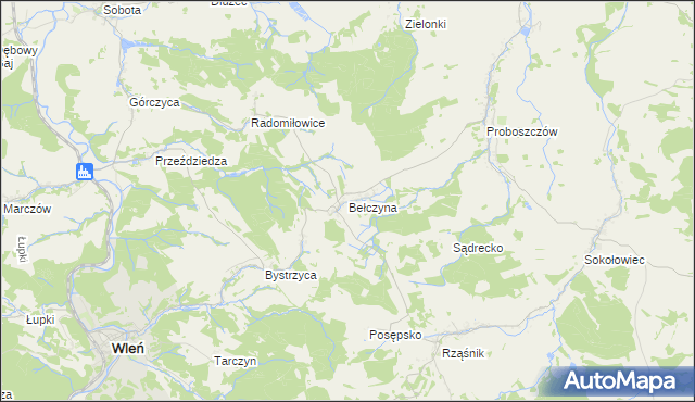 mapa Bełczyna, Bełczyna na mapie Targeo