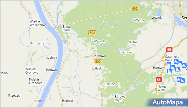 mapa Benowo, Benowo na mapie Targeo