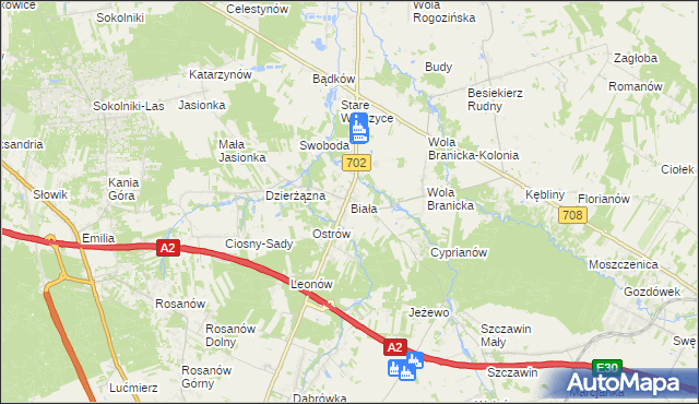 mapa Biała gmina Zgierz, Biała gmina Zgierz na mapie Targeo