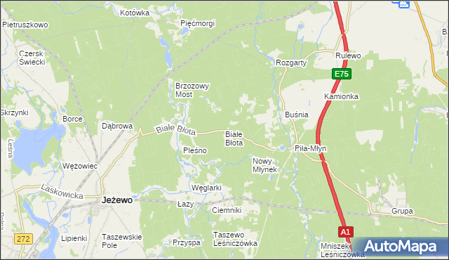 mapa Białe Błota gmina Jeżewo, Białe Błota gmina Jeżewo na mapie Targeo