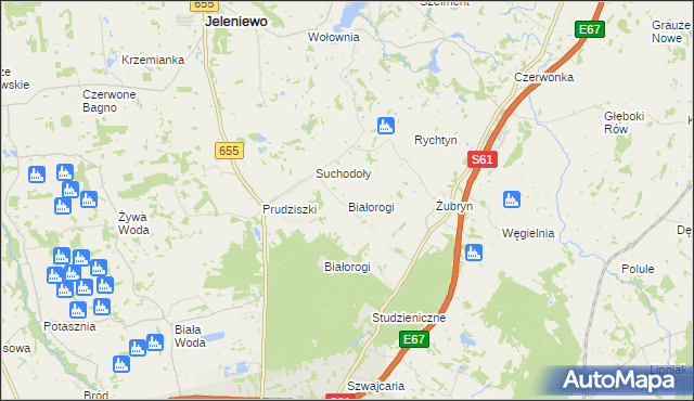 mapa Białorogi, Białorogi na mapie Targeo