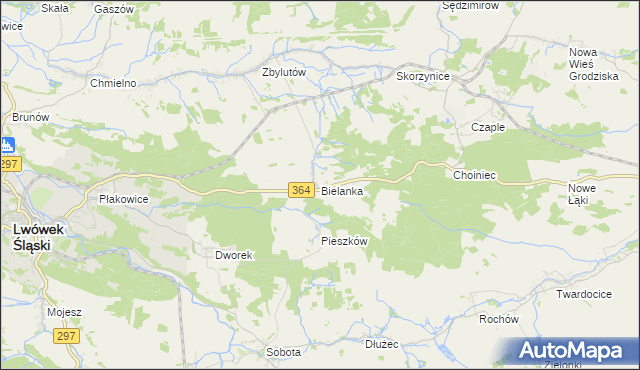 mapa Bielanka gmina Lwówek Śląski, Bielanka gmina Lwówek Śląski na mapie Targeo