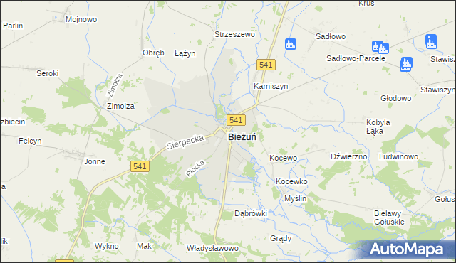 mapa Bieżuń, Bieżuń na mapie Targeo