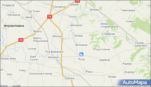 mapa Binkowice, Binkowice na mapie Targeo