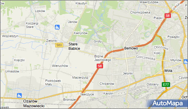 mapa Blizne Jasińskiego, Blizne Jasińskiego na mapie Targeo