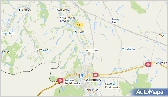 mapa Bodzanów gmina Głuchołazy, Bodzanów gmina Głuchołazy na mapie Targeo