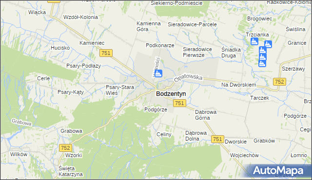 mapa Bodzentyn, Bodzentyn na mapie Targeo