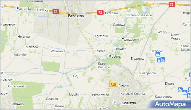 mapa Bogdanka gmina Brzeziny, Bogdanka gmina Brzeziny na mapie Targeo