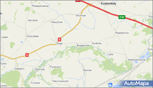 mapa Bogdanów gmina Kostomłoty, Bogdanów gmina Kostomłoty na mapie Targeo