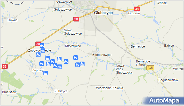 mapa Bogdanowice, Bogdanowice na mapie Targeo