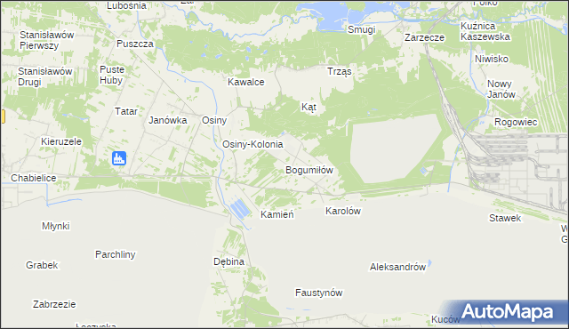 mapa Bogumiłów gmina Kleszczów, Bogumiłów gmina Kleszczów na mapie Targeo