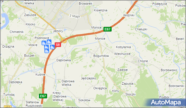 mapa Bogumiłów gmina Sieradz, Bogumiłów gmina Sieradz na mapie Targeo