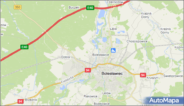 mapa Bolesławice gmina Bolesławiec, Bolesławice gmina Bolesławiec na mapie Targeo