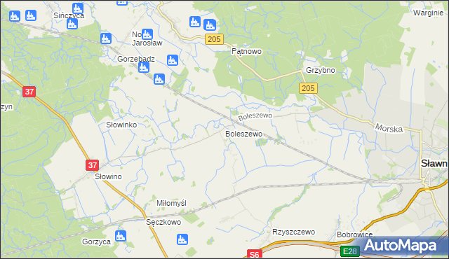 mapa Boleszewo, Boleszewo na mapie Targeo