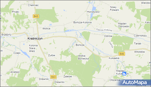 mapa Bończa gmina Kraśniczyn, Bończa gmina Kraśniczyn na mapie Targeo