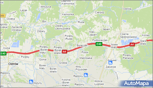 mapa Boreczek gmina Sędziszów Małopolski, Boreczek gmina Sędziszów Małopolski na mapie Targeo