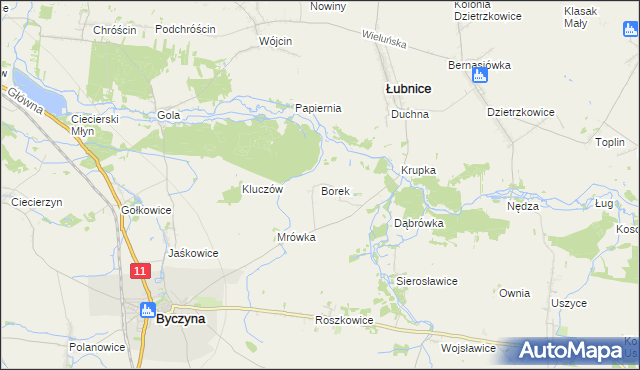 mapa Borek gmina Byczyna, Borek gmina Byczyna na mapie Targeo