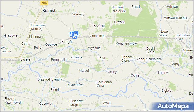 mapa Borki gmina Kramsk, Borki gmina Kramsk na mapie Targeo