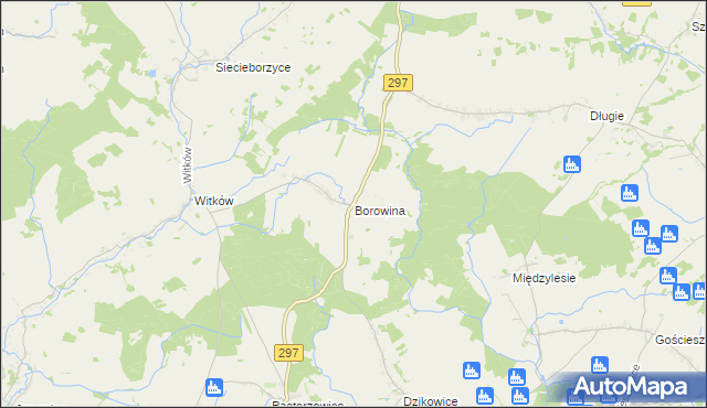 mapa Borowina gmina Szprotawa, Borowina gmina Szprotawa na mapie Targeo