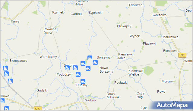 mapa Borszyny, Borszyny na mapie Targeo