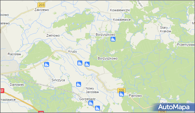 mapa Borzyszkowo gmina Sławno, Borzyszkowo gmina Sławno na mapie Targeo