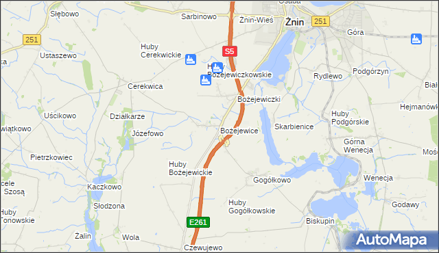 mapa Bożejewice gmina Żnin, Bożejewice gmina Żnin na mapie Targeo