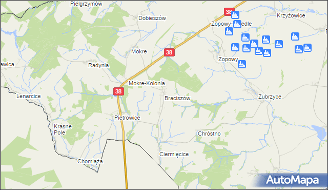 mapa Braciszów, Braciszów na mapie Targeo