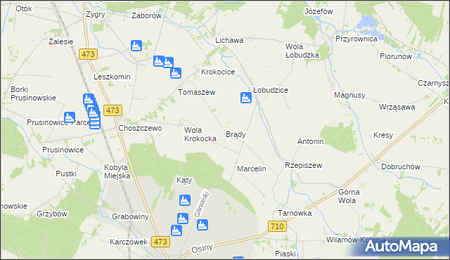 mapa Brądy, Brądy na mapie Targeo