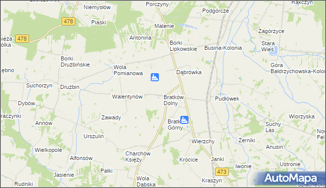 mapa Bratków Dolny, Bratków Dolny na mapie Targeo