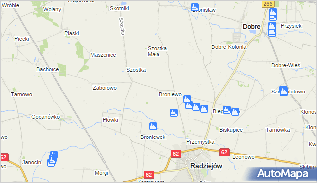 mapa Broniewo gmina Radziejów, Broniewo gmina Radziejów na mapie Targeo