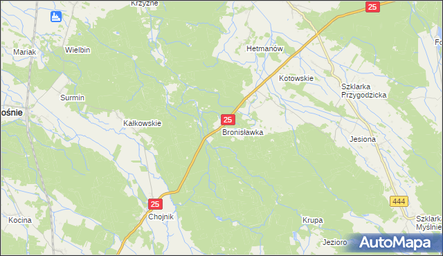 mapa Bronisławka gmina Sośnie, Bronisławka gmina Sośnie na mapie Targeo