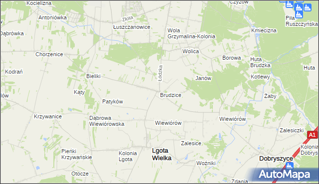 mapa Brudzice, Brudzice na mapie Targeo