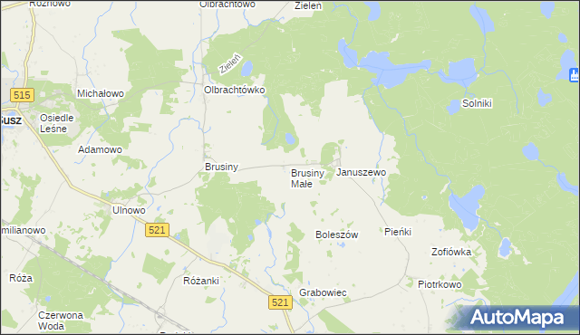 mapa Brusiny Małe, Brusiny Małe na mapie Targeo