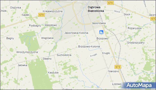 mapa Brzozowo-Kolonia, Brzozowo-Kolonia na mapie Targeo
