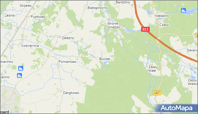 mapa Buczek gmina Białogard, Buczek gmina Białogard na mapie Targeo