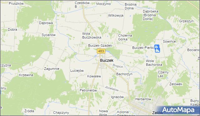 mapa Buczek powiat łaski, Buczek powiat łaski na mapie Targeo